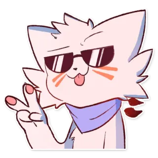 😎 cat, sticker, peace sign, sunglasses, cartoon cat, animal sticker telegram sticker