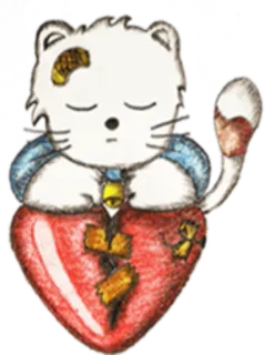💔 gato, coração, fofo, animal, adesivo, desenho animado telegram sticker