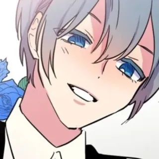 😚 动漫, 漫画, 卡通, 角色, 蓝发, 微笑 whatsapp sticker