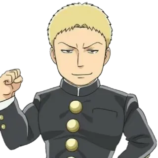 😊 Anime, Garçon, Dessin animé, Personnage, Étudiant, Poing en l'air telegram sticker