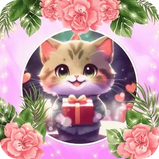 😻 cat, kitten, present, gift, cute, kawaii, flowers telegram sticker