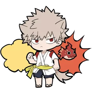 💥 Bakugo Katsuki My Hero Academia Anime, Manga, Chibi, Held, Kat, Boos telegram sticker