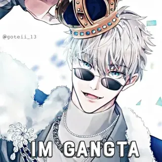 🤔 IM GANGSTA Anime, Gangster, Figur, Krone, Sonnenbrille, Kette whatsapp sticker
