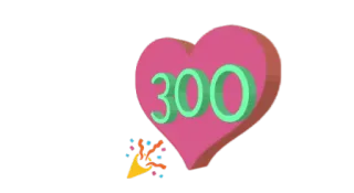 ❤️ 300 heart, number, celebration, achievement telegram sticker