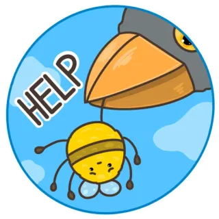 😥 HELP bij, vogel, hulp, cartoon, sticker, schattig, dier, gevaar telegram sticker
