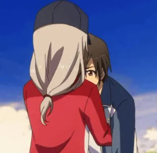 🥀 anime, couple, hug, romance, relationship telegram sticker