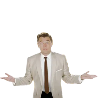 😨 kebingungan, pertanyaan, keraguan, angkat bahu, Leonardo DiCaprio telegram sticker