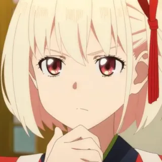 📕 애니메이션, 캐릭터, 소녀, 금발 머리, 빨간 눈 telegram sticker