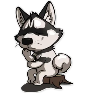 🤔 dog, puppy, animal, sticker, cute, husky whatsapp sticker