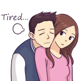 😞 Tired... moe, koppel, emoties, cartoon, relatie telegram sticker