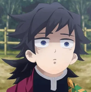 😑 Giyu Tomioka Demon Slayer 动漫, 鬼灭之刃, 富冈义勇, 漫画, 角色, 滑稽表情 whatsapp sticker