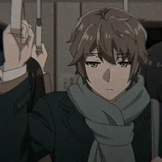 🏮 anime, ragazzo, sciarpa, treno, Sakuta, Azusagawa telegram sticker