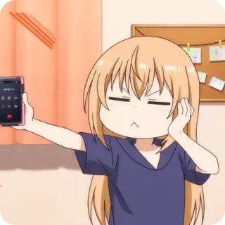 🙂 アニメ, 女の子, 電話, 漫画, 可愛い, イライラ, 金髪 telegram sticker