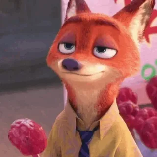🦊 Nick Wilde Zootopia Nick Wilde, Zoomania, Fuchs, Cartoon, Lächelnd, Disney telegram sticker