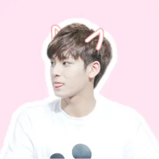 😝 man, cute, cat ears, korean, pink background telegram sticker