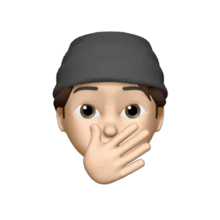 🕷 Emoji, Diam, Wajah, Beanie, Mulut tertutup, Tangan menutup mulut whatsapp sticker