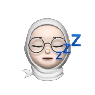 🦴 ZZZ schlafend, emoji, hijab, frau, verschlafen, cartoon telegram sticker