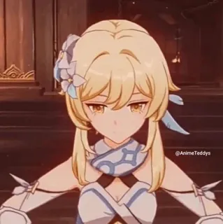 💛 Lumine Genshin Impact @AnimeTeddys Anime, Videojuego, Genshin Impact, Lumine, Rubia, Fantasía telegram sticker