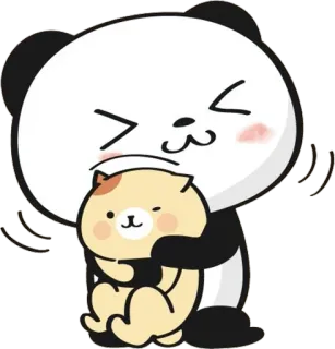 🤗 panda, kucing, imut, hewan, kartun, persahabatan, pelukan whatsapp sticker