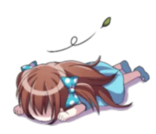 😱 anime, dziewczyna, zmęczona, śpiąca, kreskówka telegram sticker