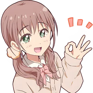 👌 อนิเมะ, ผู้หญิง, น่ารัก, โอเค, มีความสุข, สติกเกอร์ telegram sticker