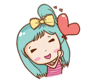 🎈 Cartoon, Mädchen, Herz, Liebe, Süß, Niedlich telegram sticker