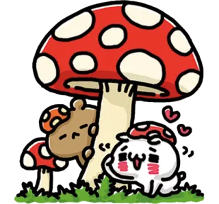 💞 nấm, dễ thương, kawaii, hoạt hình, thiên nhiên telegram sticker
