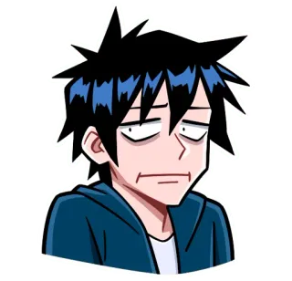😐 animé, fatigué, dessin animé, personnage, expression du visage, manga telegram sticker
