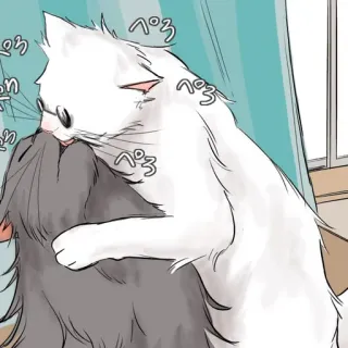 🐈 ぺろ Katze, Kuss, Lecken, Tier, Haustier, süß, Manga, Anime telegram sticker