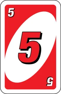 ❤️ 5 uno, card game, number, red, five whatsapp sticker
