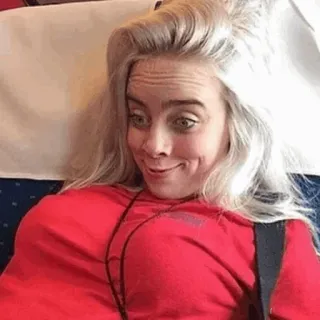 🕸 Billie Eilish billie eilish, sängerin, popstar, meme, lustiges gesicht, promi telegram sticker