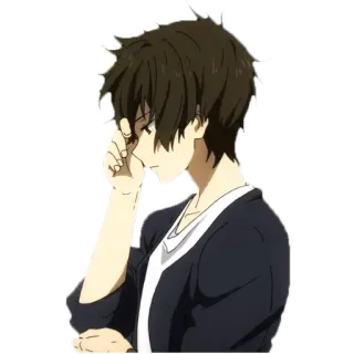 🤔 anime, dibujos animados, personaje, chico, perfil, pegatina telegram sticker