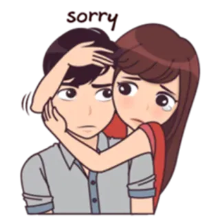 💖 sorry maaf, sedih, kartun, pasangan, cinta, pemaafan telegram sticker