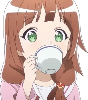 ☕️ Anime, Dziewczyna, Herbata, Picie, Słodkie telegram sticker