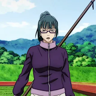 💫 Maki Zenin Jujutsu Kaisen anime, manga, Jujutsu Kaisen, Maki Zenin, character, woman, glasses, fighting telegram sticker