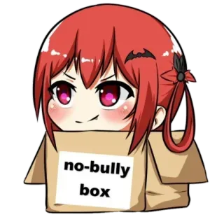 😎 no-bully box brak przemocy, pudełko, anime, kreskówka, antyprzemocowy, słodki, naklejka whatsapp sticker