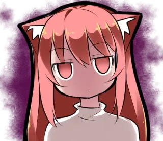 😞 аниме, девушка, кошачьи ушки, розовые волосы, мультфильм telegram sticker