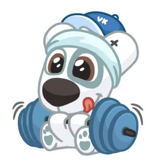 💪 cartoon, dog, weightlifting, fitness, animal, sports, exercise, cute telegram sticker