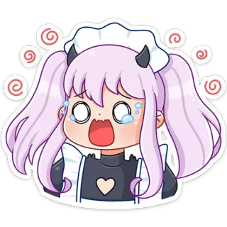 😭 Fille anime, Dessin animé, Pleurs, Kawaii, Servante, Démon, Illustration telegram sticker