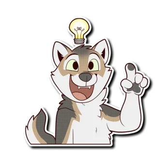 💡 loup, idée, ampoule, dessin animé, animal, réflexion, eurêka telegram sticker