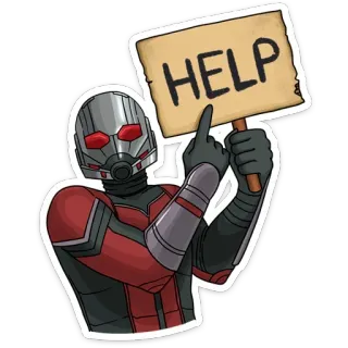😟 Ant-Man HELP Ant-Man, super-héros, Marvel, aide, dessin animé, BD telegram sticker