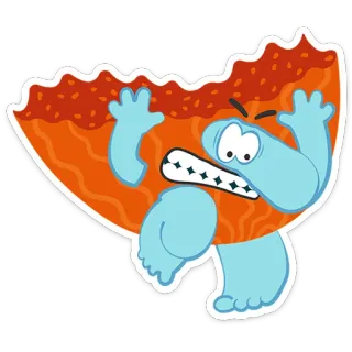 😤 cartoon, angry, food, pizza, monster, funny telegram sticker