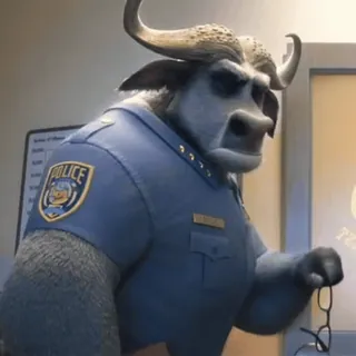 π Chief Bogo Zootopia POLICE animal, police, buffalo, officer, Zootopia, chief telegram sticker