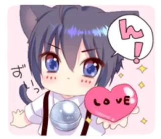 ❤️ Love Anime, Lucu, Kawaii, Cinta, Hati, Kucing, Manga, Stiker telegram sticker