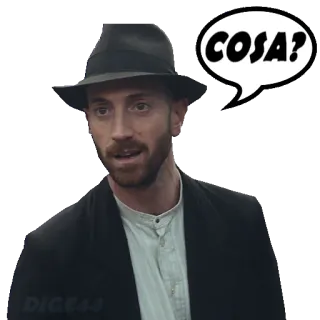 ❔ COSA? homem, pergunta, confuso, italiano, fedora telegram sticker