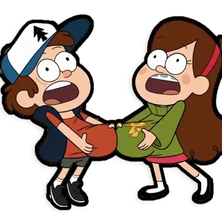 🎎 Dipper and Mabel Gravity Falls cartoon, funny, shocked, Gravity Falls, Dipper, Mabel telegram sticker