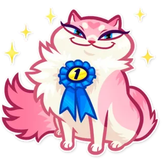 🥇 1 gato, premio, pegatina, número uno, mascota, cinta telegram sticker