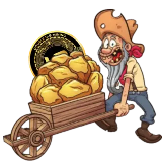 😱 DOUBLE U.S. MINING minage, or, dessin animé, bitcoin, crypto, argent telegram sticker