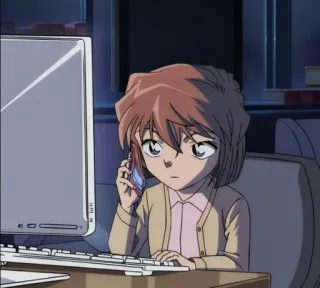📱 Anime, Kobieta, Komputer, Telefon, Biuro telegram sticker