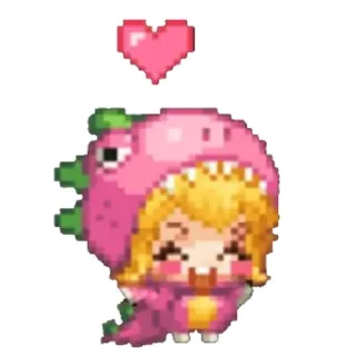 ⭐️ динозавр, аниме, милый, каваий, розовый, сердце telegram sticker
